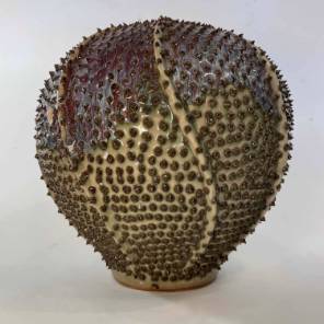 A Pair of Mid-Century Italian Sea Urchin Ceramic Vases